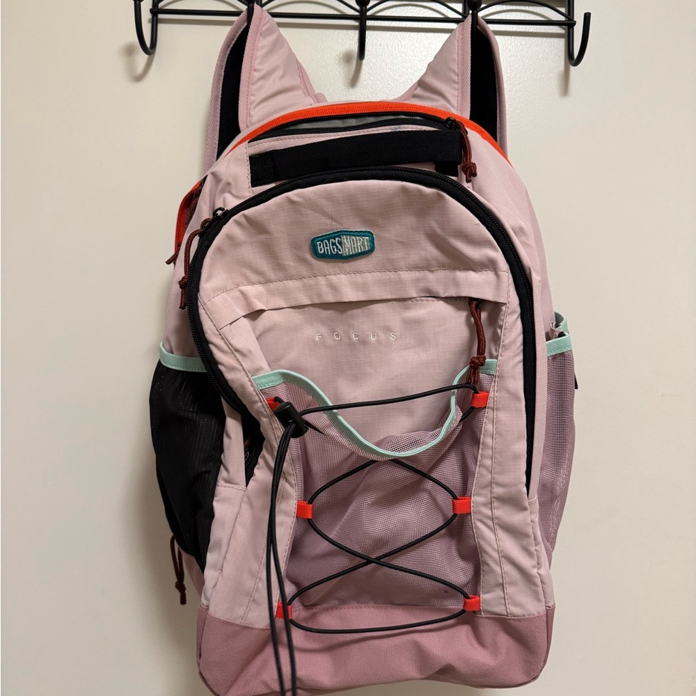 BagSMART Pink Everyday Backpack with Mint Accents